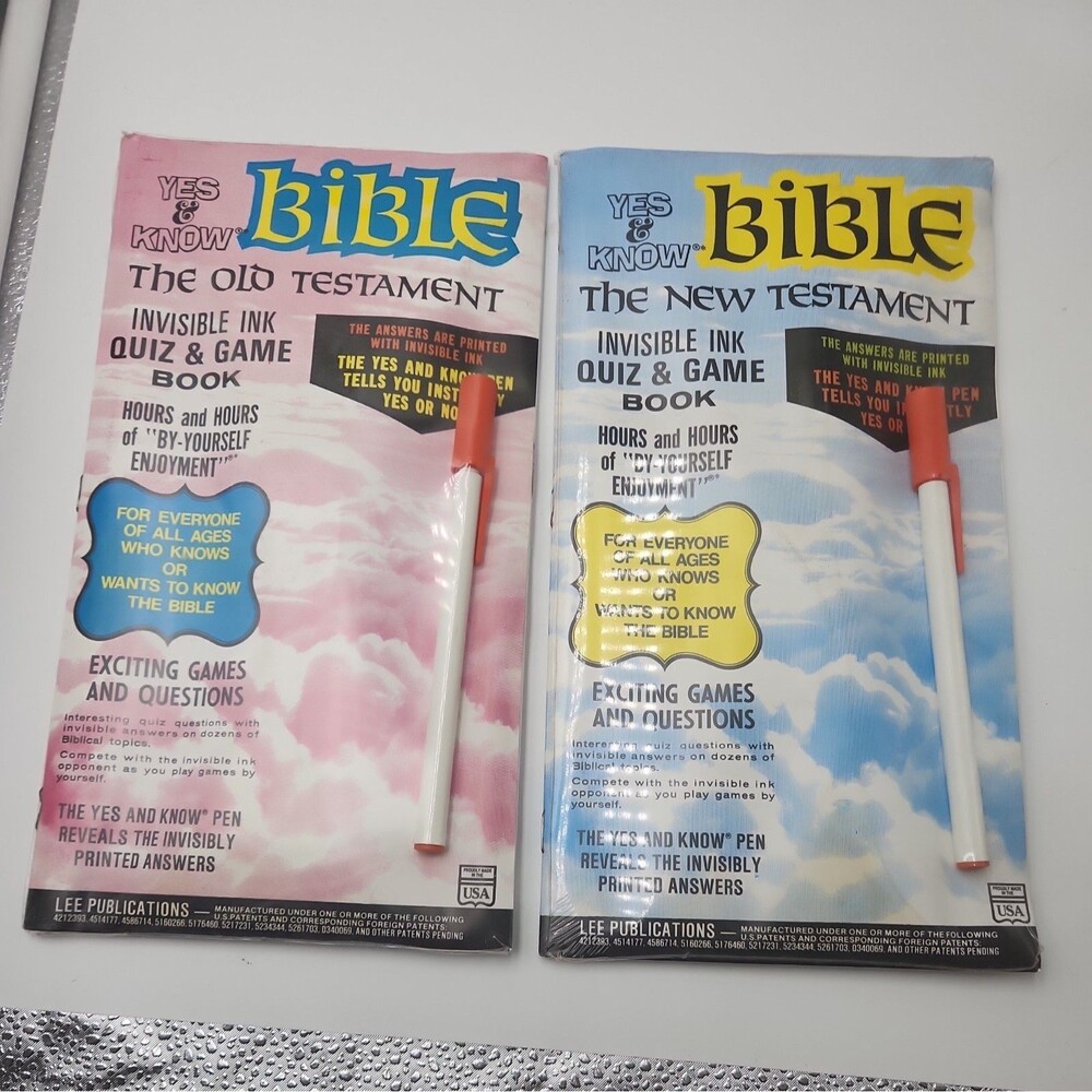 2 Yes & Know No Invisible Ink Quiz Game Book Bible The New and Old Testament